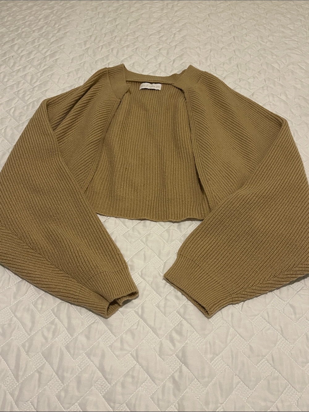 House of Harlow 1960 Cropped Ribbed Bolero in Camel